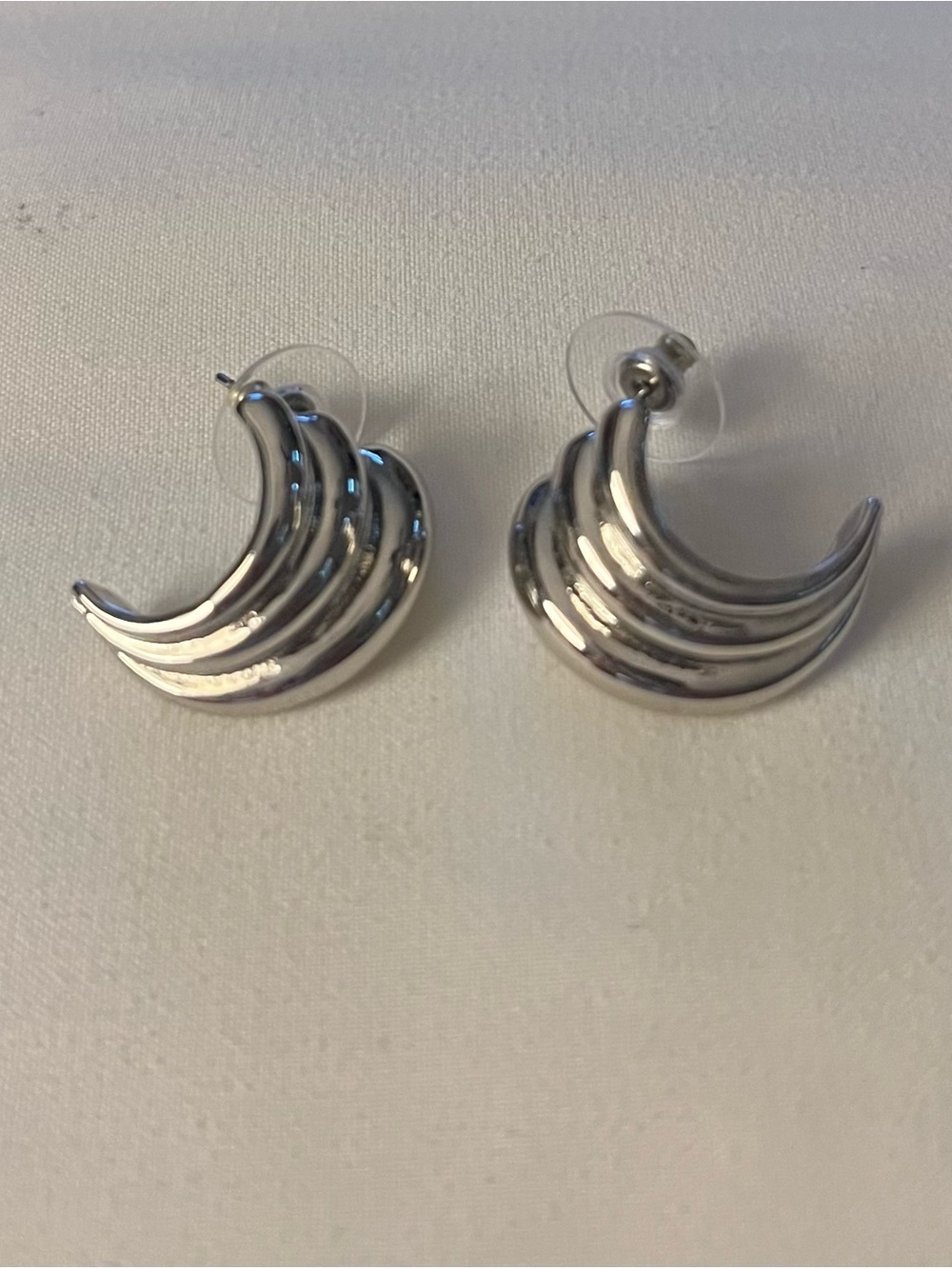 BaubleBar Silver Crescent Wave Hoop Earrings
